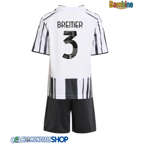 Maglie da calcio Juventus Gleison Bremer #3 Prima Maglia Bambino 2025-26 Manica Corta + Pantaloni corti)